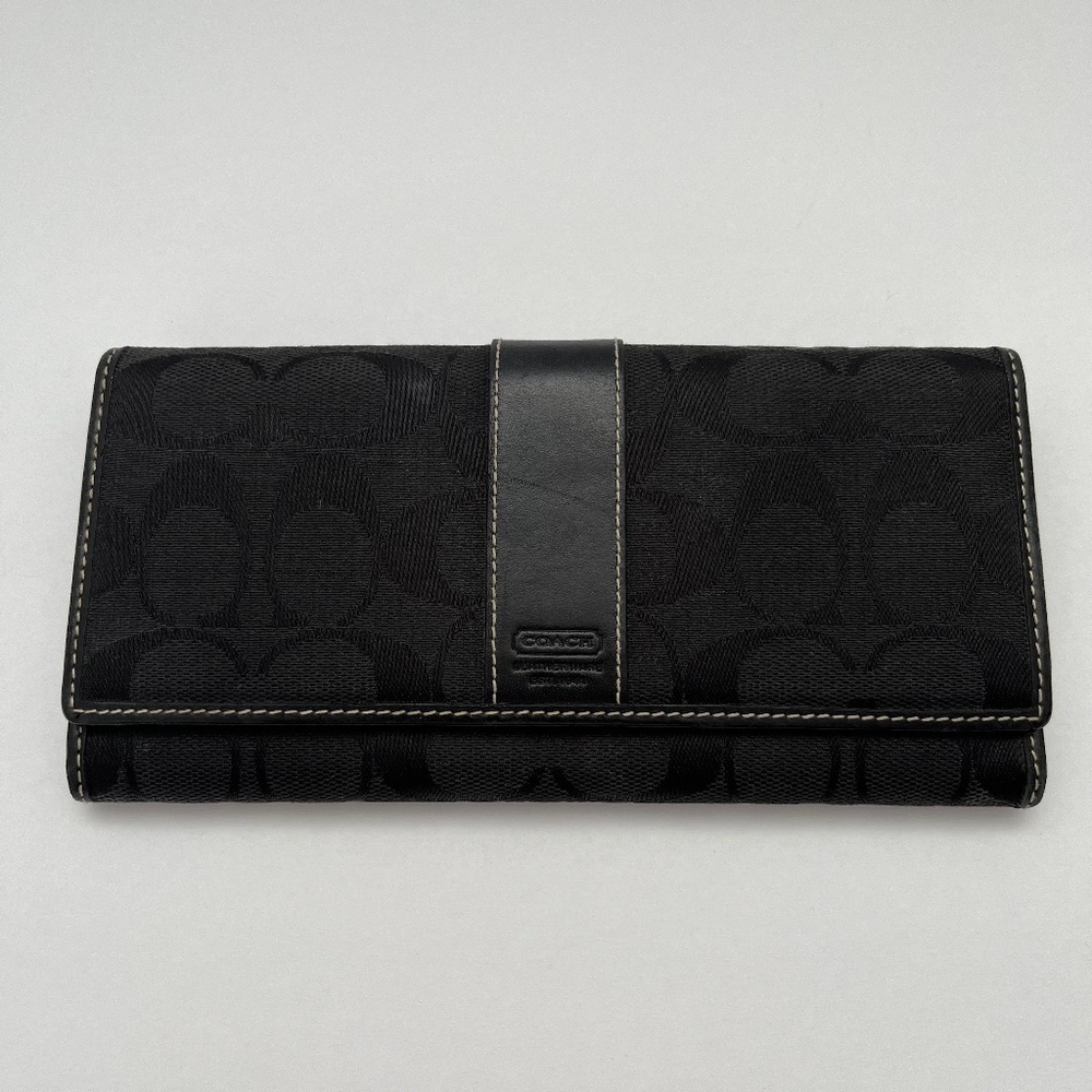COACH Y2K Vintage Black Jacquard Signature CC Wallet